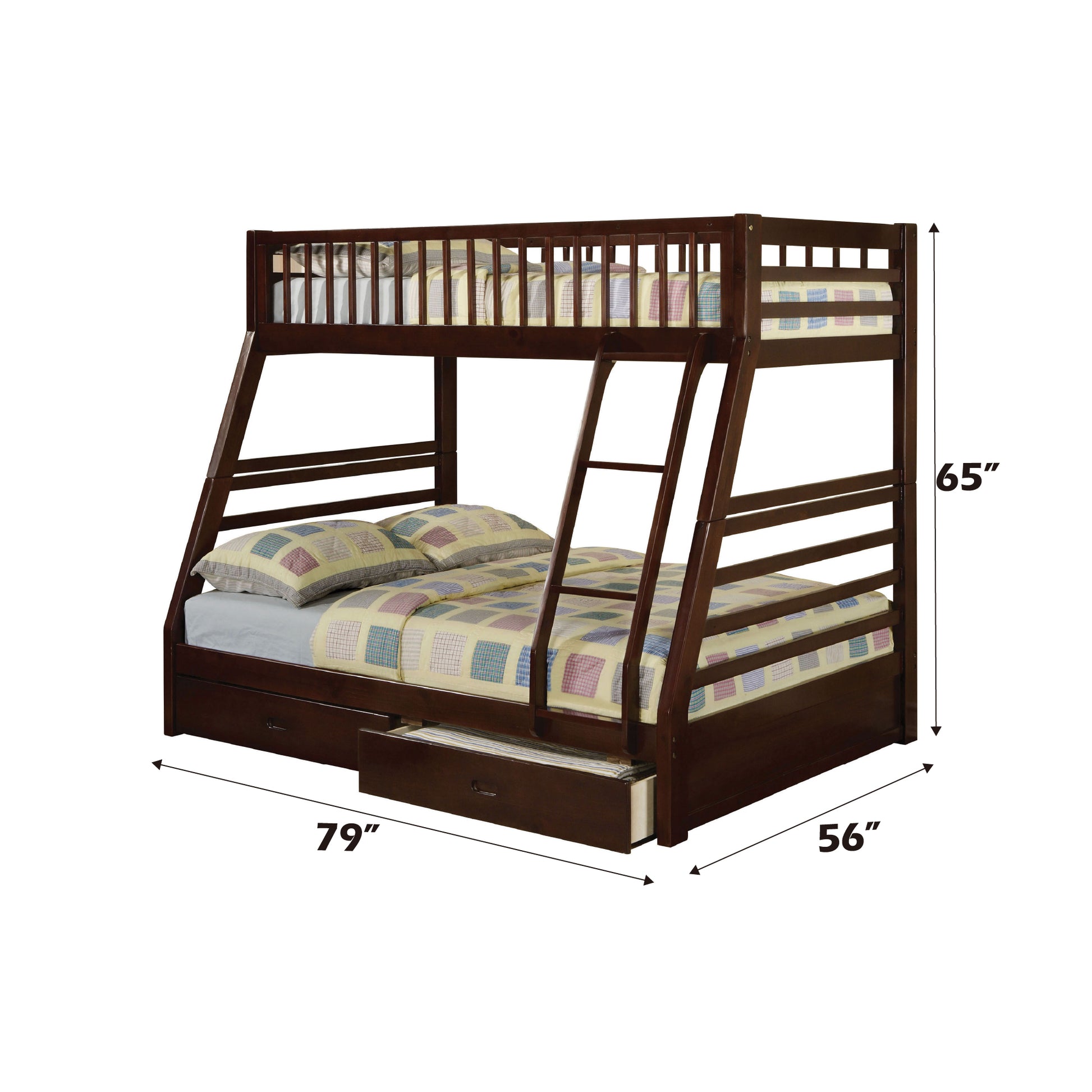Jason Espresso Finish Twin Full Bunk Bed Espresso Synthetic Wood