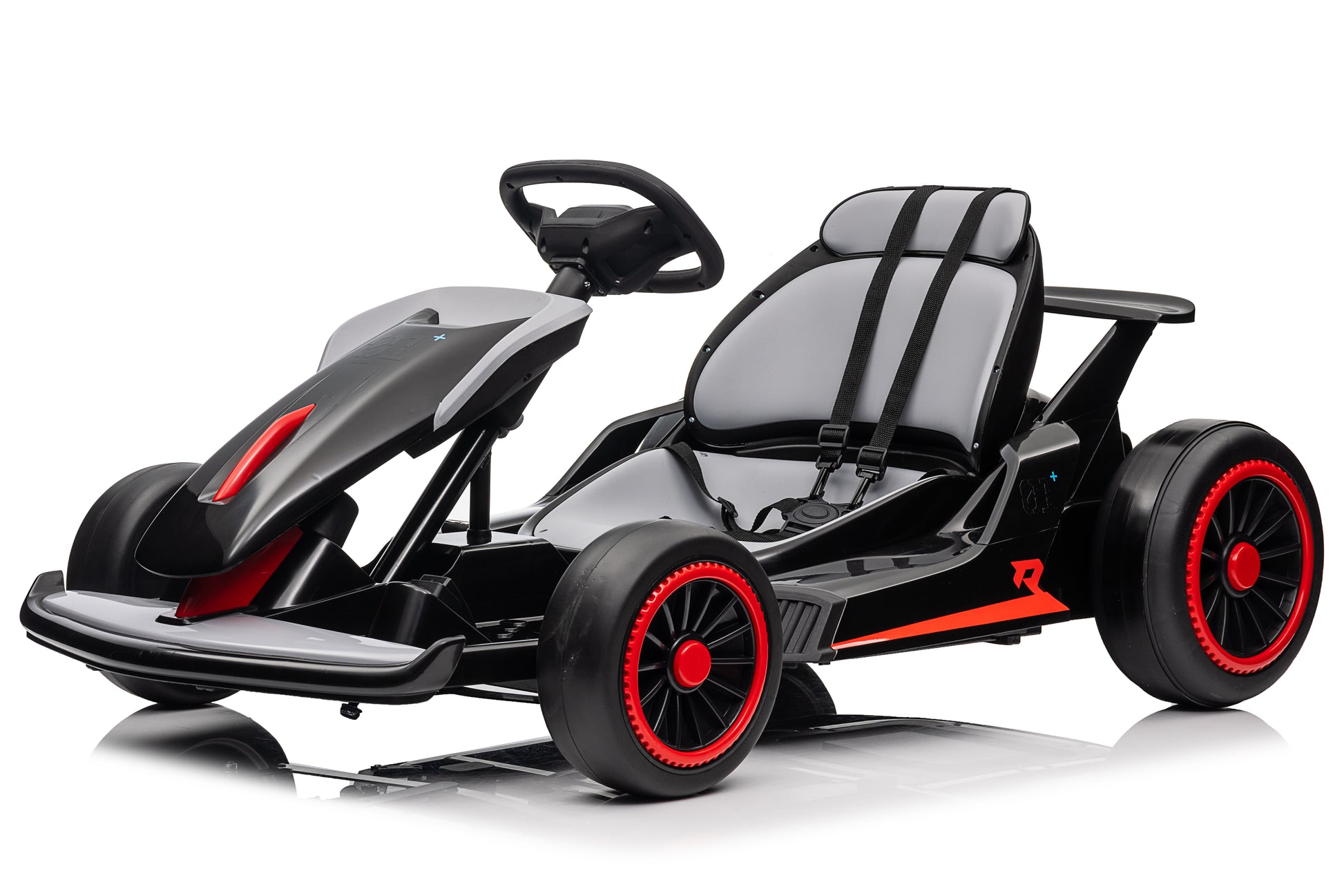 Ride On Go Kart For Kids, 24V7Ah Battery 150W*2 Motors, High Speed Drifting Car, Forward And Backward, Bluetooth, Slow Start Function,High Low Speeds,Music,Mp3,Usb, Horn,Max Load 110Lbs,Black Black