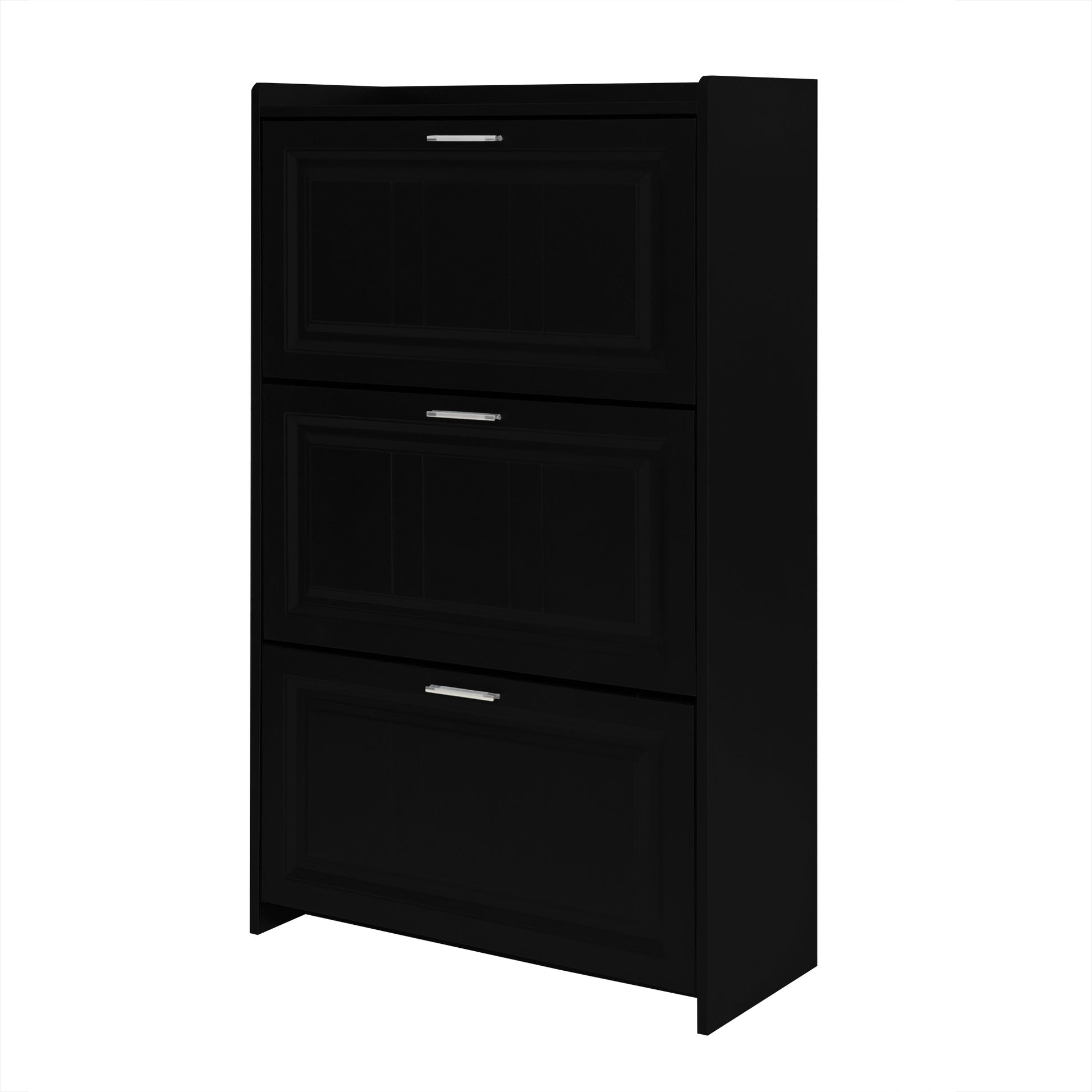 Shoe Storage Cabinet For Entryway With 3 Flip Drawers, Modern Shoe Organizer Cabinet, Free Standing Shoe Rack For Hallway, Living Room, Black Black Mdf