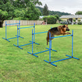 Pawhut 4 Piece Dog Agility Training Equipment For Dog Agility Course With Adjustable Height Jump Bars, Included Carry Bag, & Displacing Top Bar, Blue Blue Abs