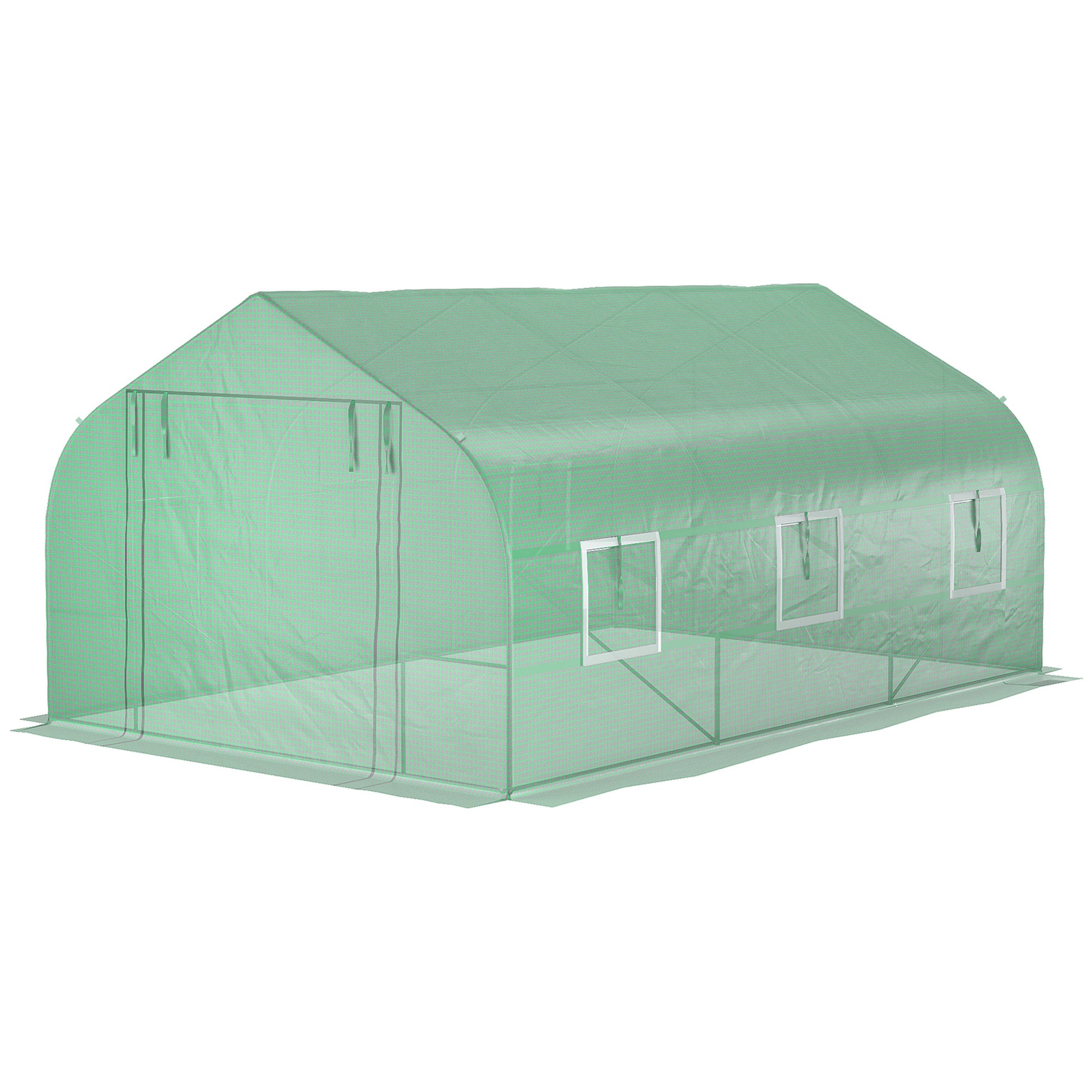 Outsunny 11.5' X 10' X 7' Walk In Greenhouse, Tunnel Green House With Zippered Mesh Door And 6 Mesh Windows, Gardening Plant Hot House With Galvanized Steel Frame, Green Green Steel