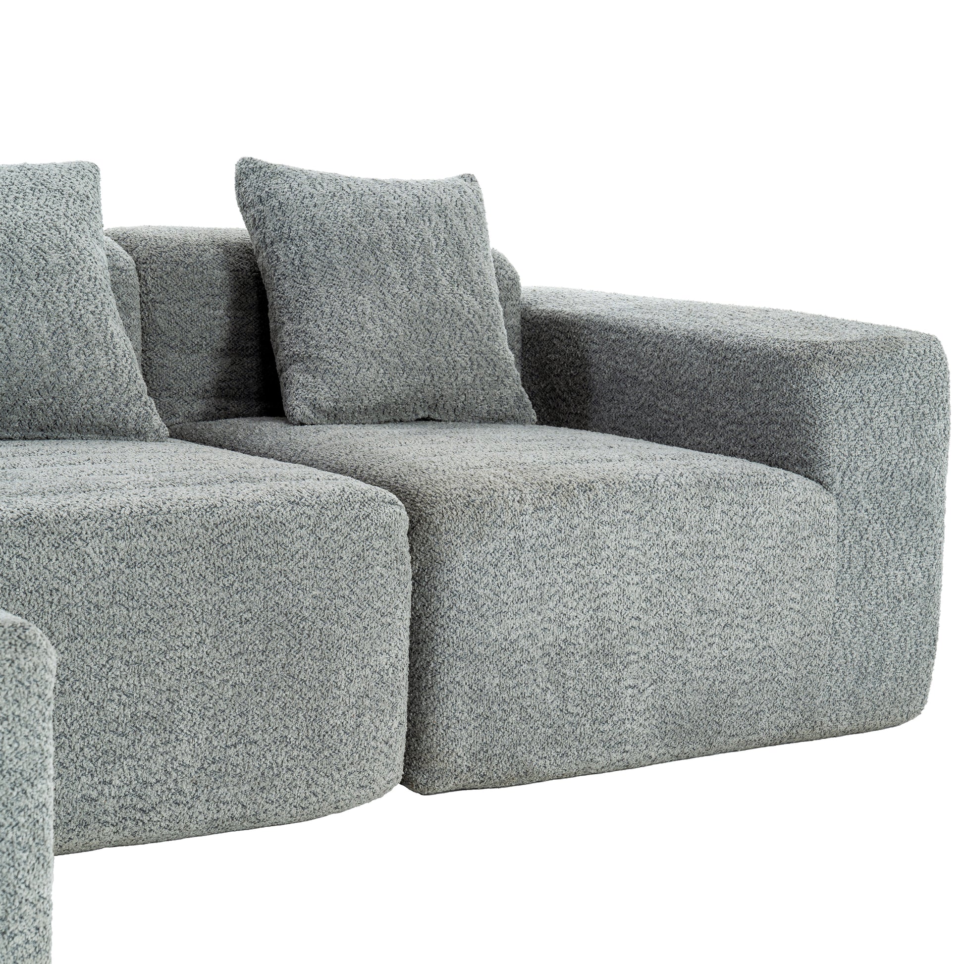 116.5" Sectional Sofa Full Compressed Sofa Couch Free Combined Sofa For Living Room, Grey Grey Foam Polyester 4 Seat