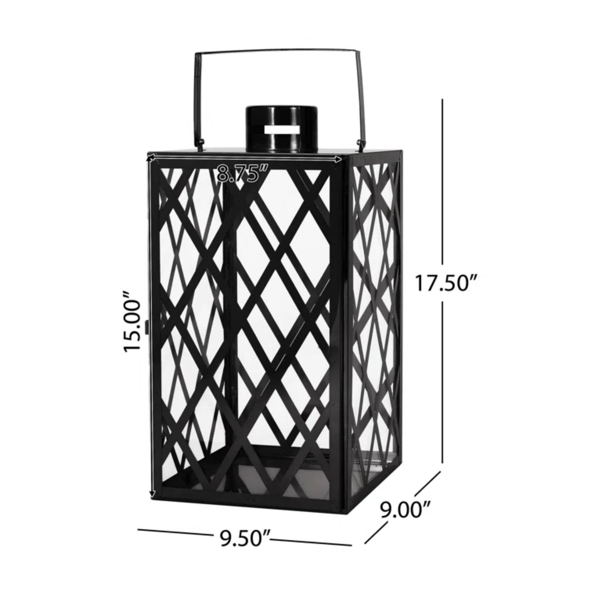 Anton 18"H Stainless Steel Lantern Black Stainless Steel