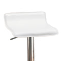 Contemporary Backless Seat Bar Stool, White ,Set Of 2 Silver White Metal