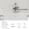 52Inch Crystal Ceiling Fan With Lights, 5 Wood Bladesmodern Fandelier Ceiling Fan With Noiseless Motor, Chandelier Fan With Remote For Bedroom,Living Room Chrome3*G9 Bulb Chrome American Design,American Traditional,Antique,Farmhouse,Industrial Plywood