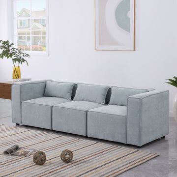 Modular Sofa Grayish Blue Chenille Fabric, Simple And Grand, The Seat And Back Is Very Soft. This Is Also A Knock Down Sofa Grayish Blue Chenille 3 Seat