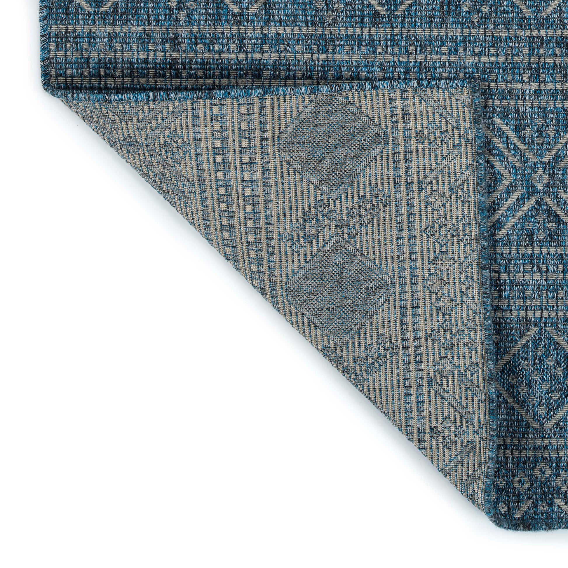 Modern, Transitional, Geometric, Southwestern, Textured High Low Cut & Loop 2' X 6' Runner Blue Polypropylene