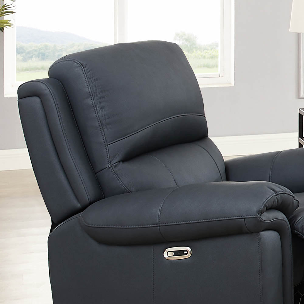 Monica Power Zero Gravity Recliner Gunmetal Memory Foam Genuine Leather