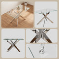 47.2 Inch Modern Minimalist Tempered Glass Coffee Table, Metal Leg Rectangular Dining Table, Transparent Glass Living Room Dining Table, 47.2 Inch X27.5 Inch 29.5 Inch Small Space Suitable