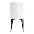 Table And Chair Set.The Table Has A Glass Top With Imitation Marble Pattern Stickers And Stainless Steel Golden Legs. Paried With Chairs With Pu Artificial Leather Backrest Cushions And Black Legs. White Gold Seats 8 Glass Metal