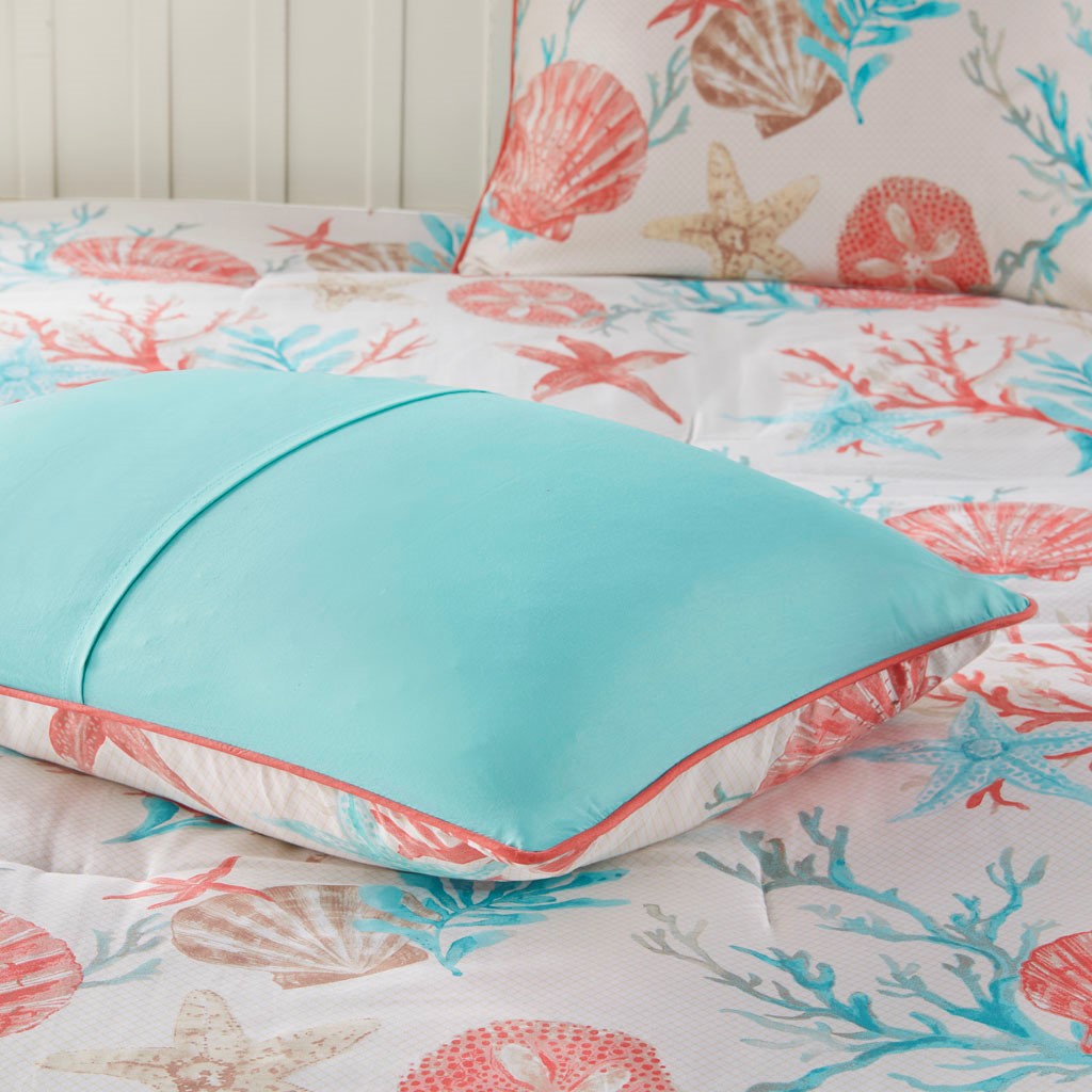 7 Piece Cotton Sateen Comforter Set Coral King King Coral Cotton