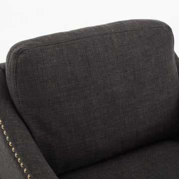 Dark Grey 360 Degree Swivel Rotating Accent Chair With Usb And Magazine Book For Living Room And Hotel Bed Room,Upholstered Accent Chair With Cooper Nail Dark Grey White Primary Living Space American Design,Classic,Modern Pine Foam Wood Fabric