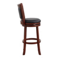 Comfortable Swivel Pub Height Chair 1Pc Dark Cherry Finish Faux Leather Upholstery Solid Wood Furniture, Swivel Bar Chair Cherry Solid Back Solid Wood