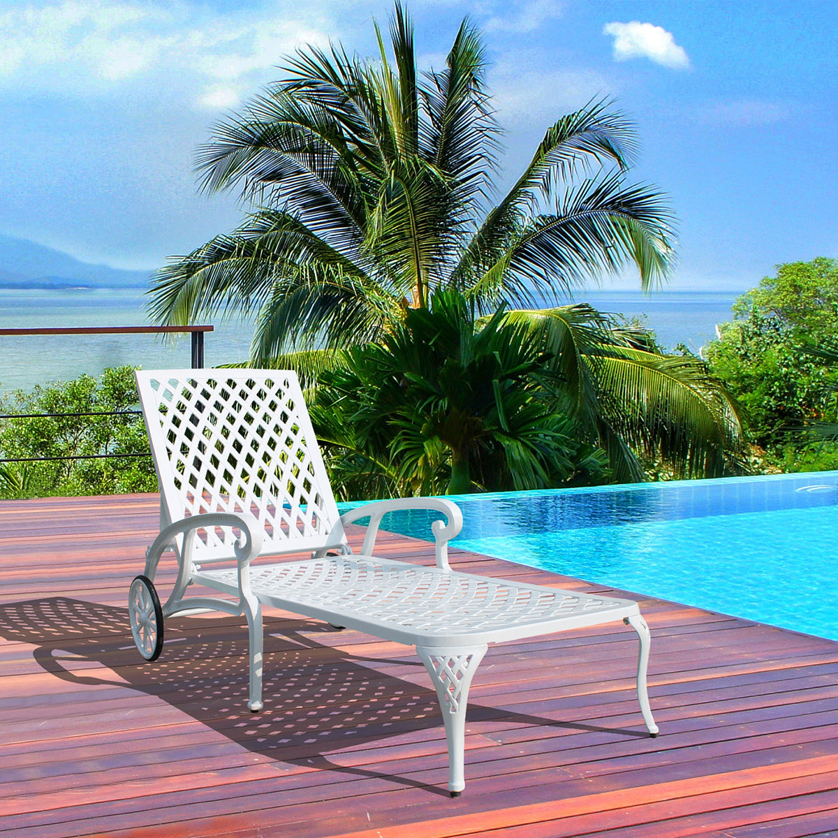 Aluminium Cast Lounge Chair 2Pcs White White Aluminium