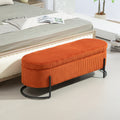 Coolmore Storage Ottoman,Bedroom End Bench,Upholstered Fabric Storage Ottoman With Safety Hinge, Entryway Padded Footstool, Ottoman Bench For Living Room & Bedroom Orange Orange Foam Velvet