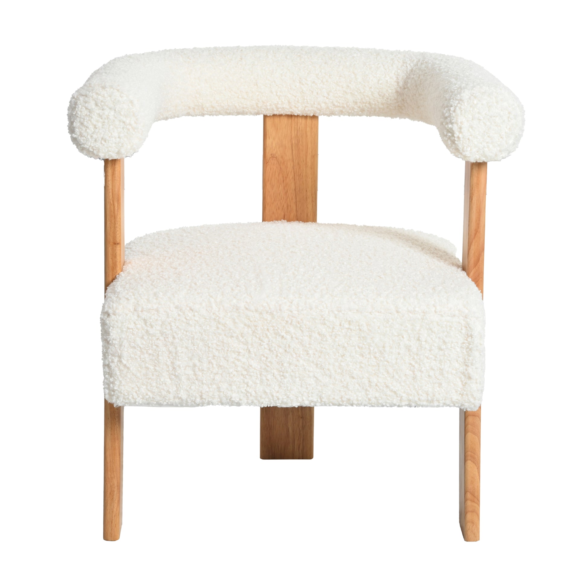 Mid Century Modern Barrel Accent Chair, Upholstered Kitchen & Dining Room Chairs With Arms, Teddy Velvet Boucle Accent Chairs Side Chairs For Kitchen Living Room Bedroom, White White Teddy