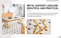 0.4Inch Thick White Marble Patterned Rock Table, Easy To Clean, Paired With Golden Metal Legs, Sturdy And Durable. Large Size Can Meet Various Needs.Can Be Used As A Dining Table, Coffee Table.47*23.6 White Sintered Stone
