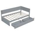 Twin Size Wood Daybed With 2 Drawers And Guardrail, Gray Gray Solid Wood Mdf