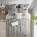 3 Piece Cotton Jacquard Duvet Cover Set Queen Gray Cotton