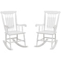 Outsunny Outdoor Wood Rocking Chairs Set Of 2, 350 Lbs. Porch Rockers With High Back For Garden, Patio, Balcony, White White Wood