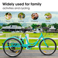 Adult Tricycles 7 Speed, Adult Trikes 24 Inch 3 Wheel Bikes, Three Wheeled Bicycles Cruise Trike With Shopping Basket For Seniors, Women, Men Blue Carbon Steel