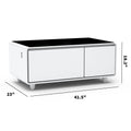 Modern Smart Coffee Table With Built In Fridge, Bluetooth Speaker, Wireless Charging, Touch Control Panel, Usb Ports, Outlet Protection, Atmosphere Light, Black Black White Built In Outlets Or Usb Primary Living Space Freestanding Rectangular Drawers