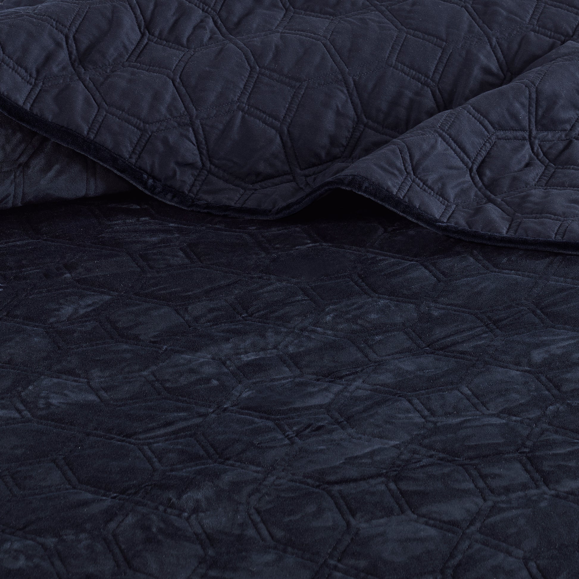 3 Piece Velvet Quilt Set Navy Full Queen Full Navy Cotton