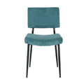 Modern Turquoise Simple Dining Chair Fabric Upholstered Chairs Home Bedroom Stool Back Dressing Chair Black Metal Legs Set Of 2 Metal Turquoise Velvet