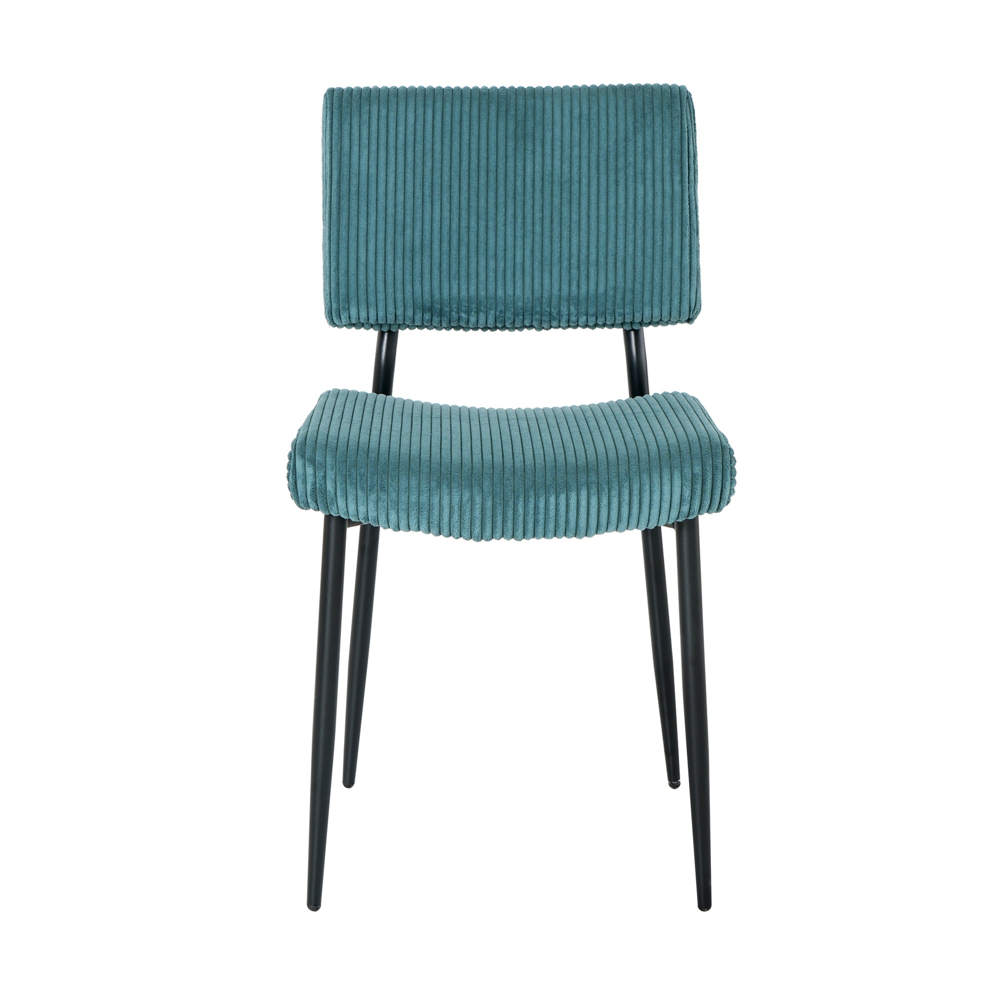 Modern Turquoise Simple Dining Chair Fabric Upholstered Chairs Home Bedroom Stool Back Dressing Chair Black Metal Legs Set Of 2 Metal Turquoise Velvet