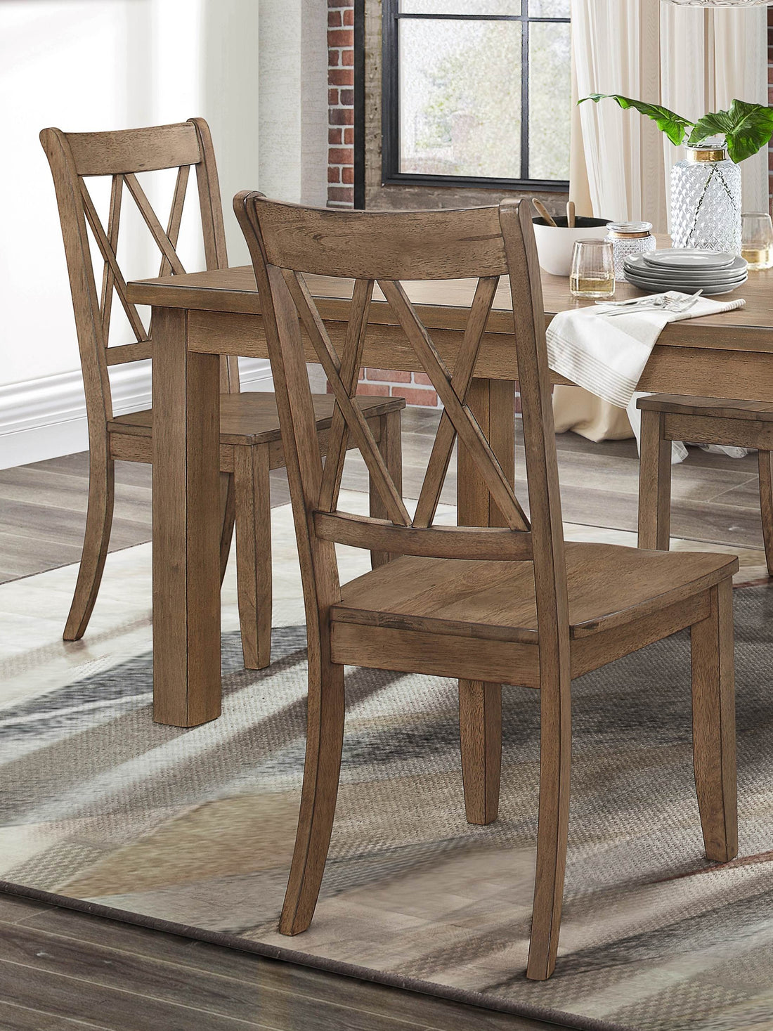 5Pc Dining Set Natural Finish Table And 4X Side Chairs Brown Finish Wooden Kitchen Dining Room Furniture Wood Wood Brown Seats 4 Wood Dining Room 4 Leg Rectangular Dining Table With Chair Wood