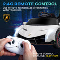 Aosom Lamborghini Veneno Licensed Kids Electric Car With Bluetooth, 12V Ride On Car With Butterfly Doors, Remote Control, Portable Battery, Suspension System, Horn, Songs, Lights, White White Plastic