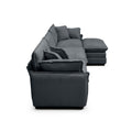 Oversize 3 Seater Sofa With One Footrest, L Shaped Sectional Sofa With Ottoman For Living Rooms,Grey Corduroy Sofa Grey Corduroy 3 Seat