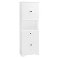 Tall Bathroom Cabinet With Four Doors, Large Storage Space Open Shelve, Upper Storage Cabinet, White White Mdf