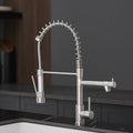 Commercial Kitchen Faucet With Pull Down Sprayer, Stainless Steel Single Handle Single Lever Kitchen Sink Faucet Brushed Nickel Kitchen Contemporary Ceramic Brass