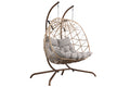 Outdoor Egg Swing Chair With Stand,Thick Cushions And Pillow Light Grey Cotton Rattan Metal