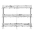 Accent Table, Console, Entryway, Narrow, Sofa, Living Room, Bedroom, White Marble Look Laminate, Black Metal, Contemporary, Modern White Particle Board