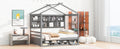 Full House Bed With Roof Frame, Bedside Shelves, Under Bed Storage Unit,Grey Full Grey American Design Pine