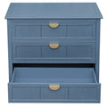 3 Drawer Cabinet, American Furniture,Suitable For Bedroom, Living Room, Study Blue Mdf