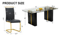 Table And Chair Set, Large Modern Minimalist Rectangular Glass Table, Can Accommodate 6 8 People, Equipped With Tempered Glass Tabletop And Large Mdf Table Legs, Comfortable And Minimalist Chairs. Transparent Mdf Glass