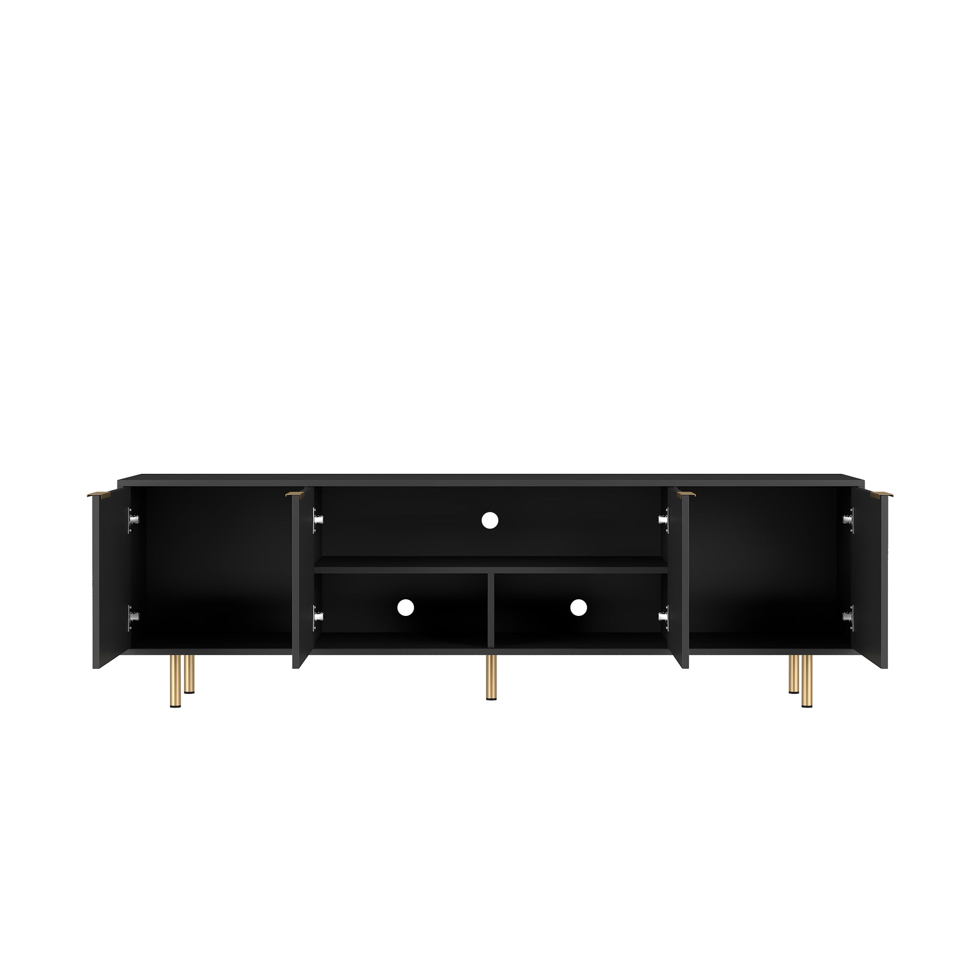 Black Modern Tv Stand Fluted 68"Entertainment Center With Storage Doors, Tv Console Media Cabinet, For 55 Inch Tv, Living Room Black 60 69 Inches Mdf
