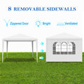 10'X10' Party Tent Outdoor Heavy Duty Gazebo Wedding Canopy 4 Removable Walls White Polypropylene