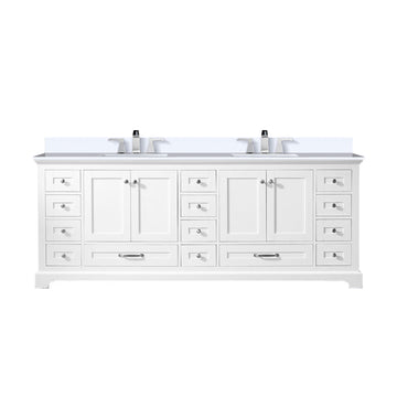 White Double Bath Vanity 84 In. W X 22 In. D, Cultured Marble Top, And Faucet Set White Plywood Wood