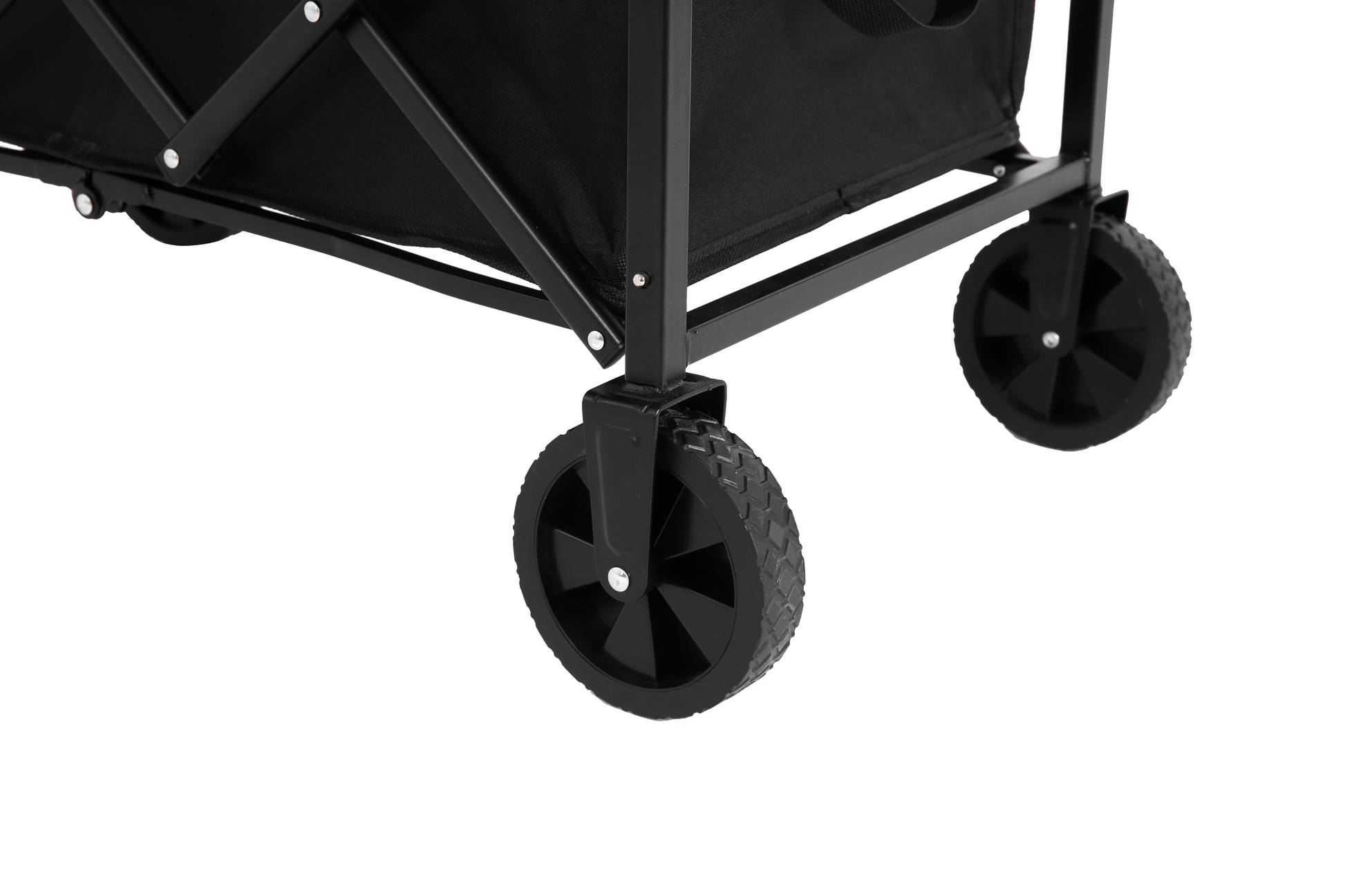Lightweight Portable Heavy Duty Folding Beach Wagons With Wheels Outdoor Utility Carts For Grocery, Camping, Shopping, Sports, Garden With Large Capacity Black Black Steel