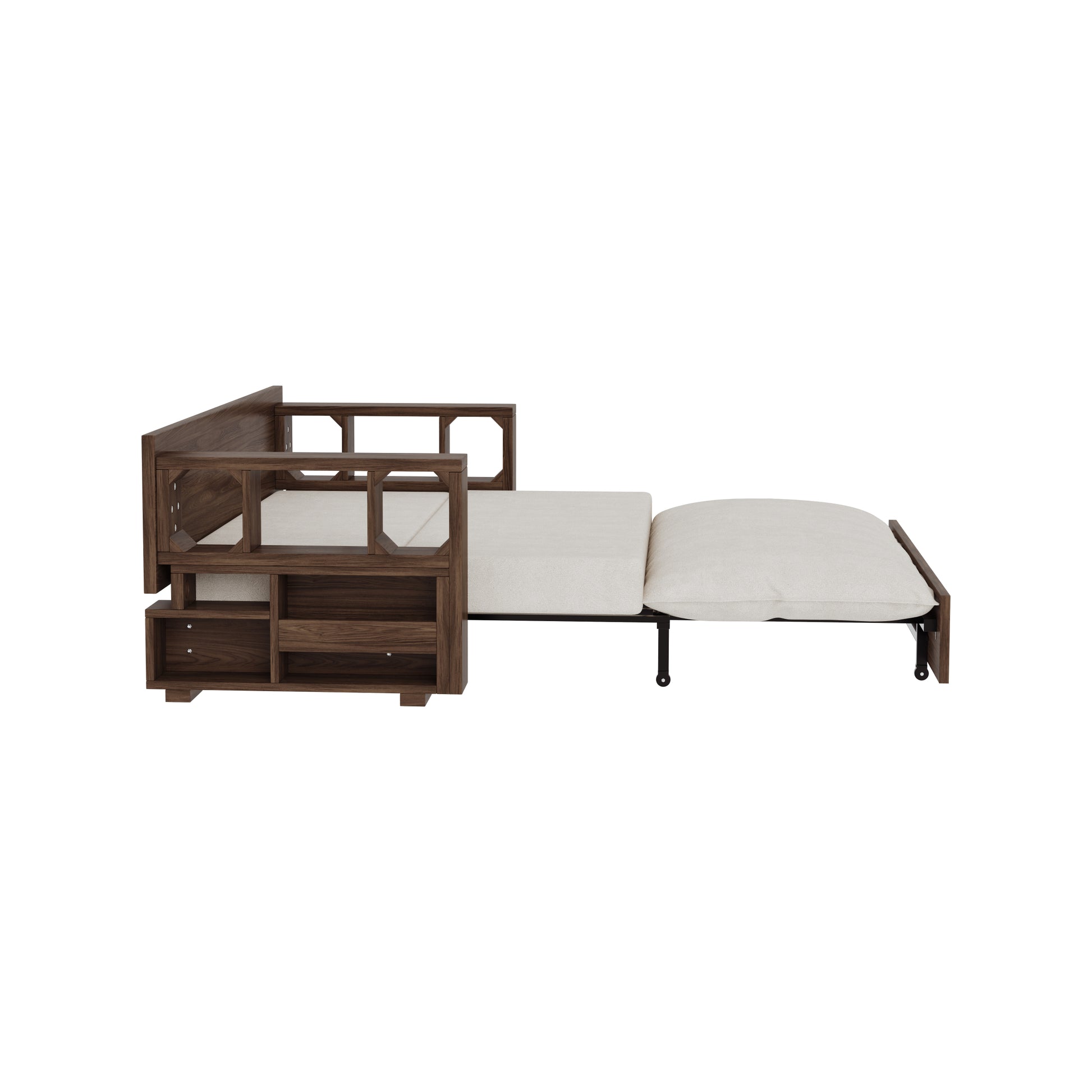3 In 1 Convertible Sleeper Sofa Bed,Modern Velvet Loveseat Couch With Pull Out Bed,Small Beautiful Seat Futon Sofa Bed With Convertible Office Desk,Beige Beige Metal & Wood 2 Seat