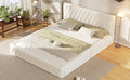 Queen Size Upholstered Bed With Tufted Headboard, Modern Velvet Platform Bedno Box Spring Required, White Queen White Solid Wood Mdf