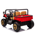 24V Xxxl Kids Ride On Utv W Parents Remote Control,Two Seater,Automatic Tipping Bucket,Rear Wheel Suspension,Slow Start,Portable Handle,Safety Belt,Led Light,Usb,Mp3,Bluetooth,Horn For Kids Aged 3 8. Red 50 99 Lbs Polypropylene