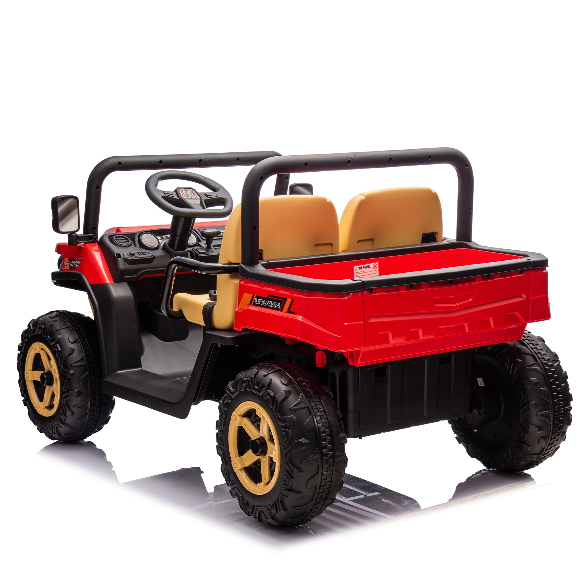 24V Xxxl Kids Ride On Utv W Parents Remote Control,Two Seater,Automatic Tipping Bucket,Rear Wheel Suspension,Slow Start,Portable Handle,Safety Belt,Led Light,Usb,Mp3,Bluetooth,Horn For Kids Aged 3 8. Red 50 99 Lbs Polypropylene