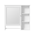 Wall Mounted Bathroom Storage Cabinet, Medicine Cabinets With Large Mirror Door, Adjustable Shelves And Three Open Storage Levels Not Include Bathroom Vanity White 1 5 Mirror Included Bathroom Wall Mounted Mdf Glass Painted