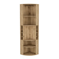 Oban Corner Bar Cabinet With Five Shelveseight Bottle Cubbies And Steamware Beige Primary Living Space Modern Shelves Included Particle Board