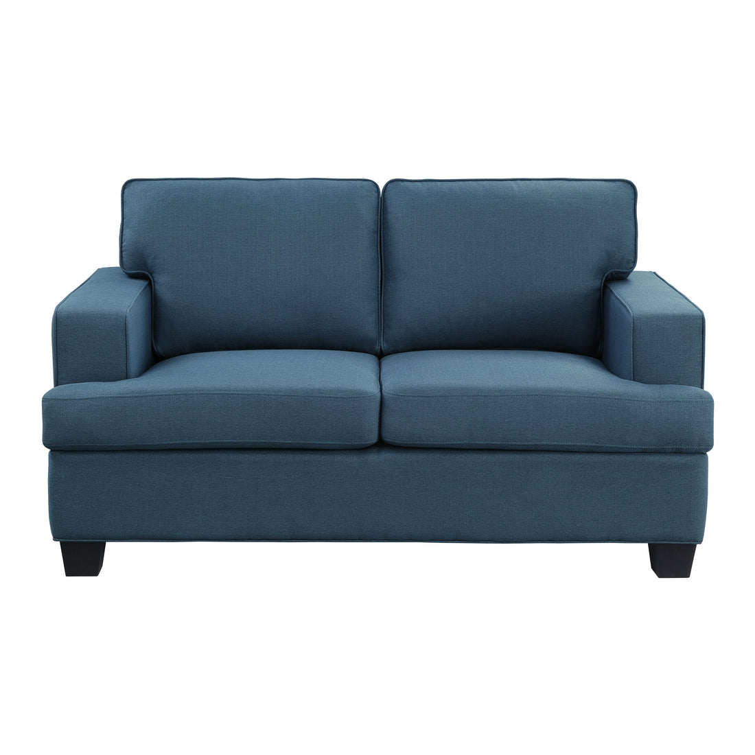 Transitional Style Beautiful Seat Blue Textured Fabric Upholstered Solid Wood Frame Living Room Furniture 1Pc Blue Polyester Wood Primary Living Space Transitional Square Arms Plywood,Solid Wood